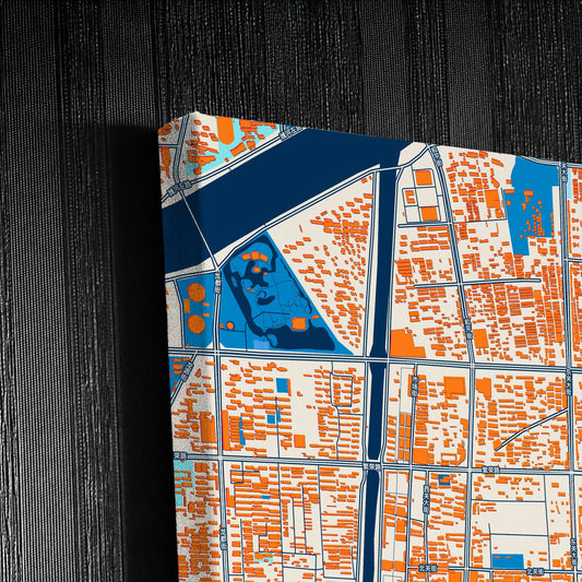 Zhucheng China Colorful City Map Canvas Print Detail