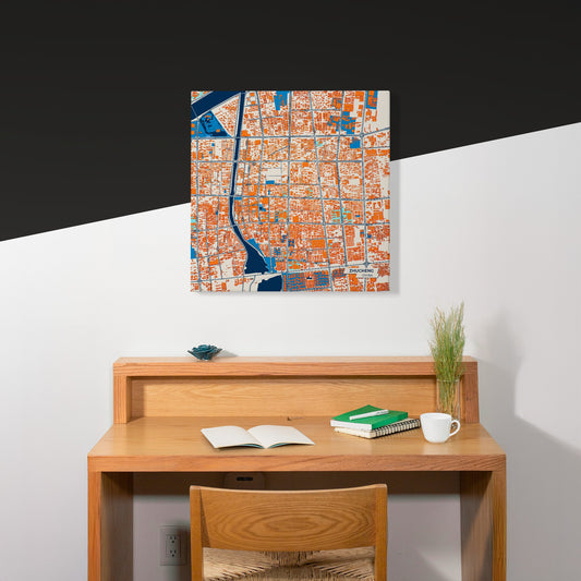 Zhucheng China Colorful City Map Canvas Print Scene