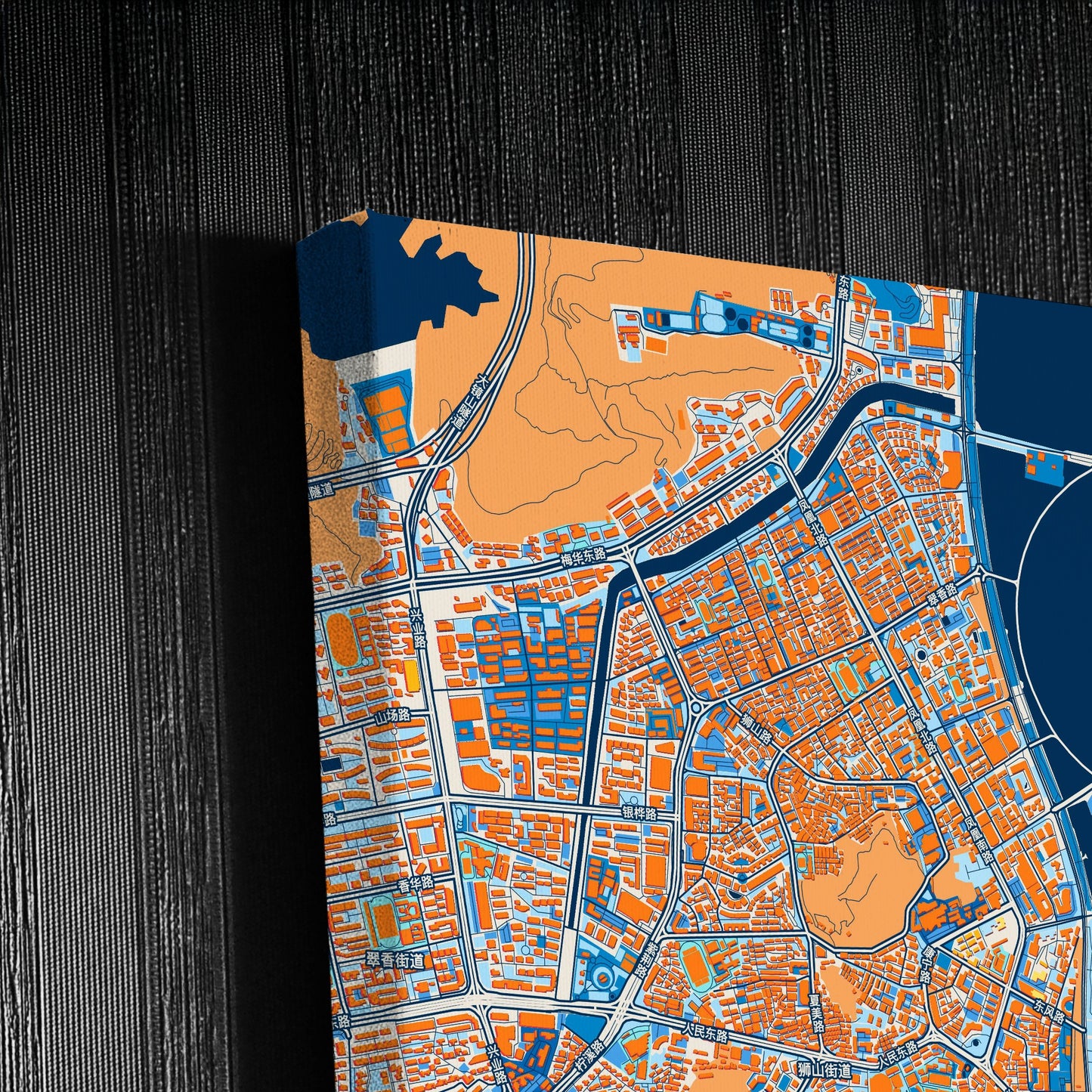 Zhuhai China Colorful City Map Canvas Print Detail