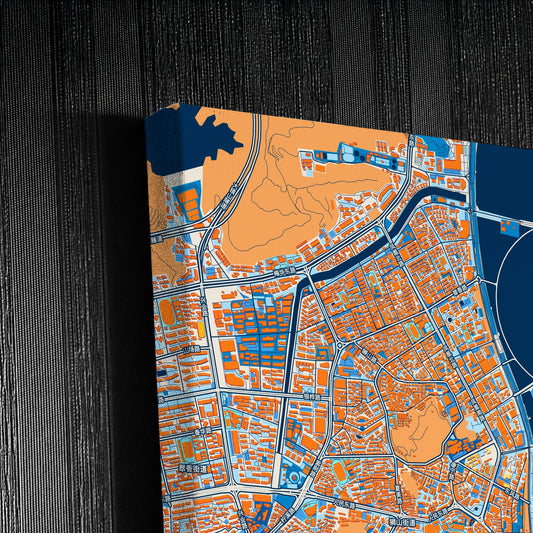 Zhuhai China Colorful City Map Canvas Print Detail