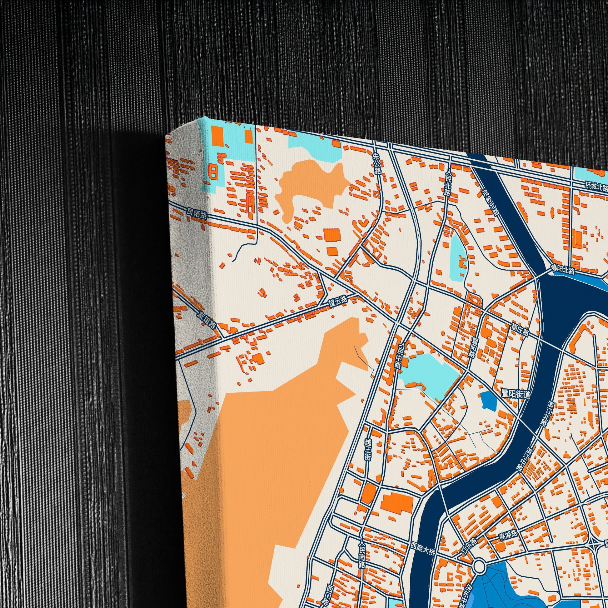 Zhuji China Colorful City Map Canvas Print Detail