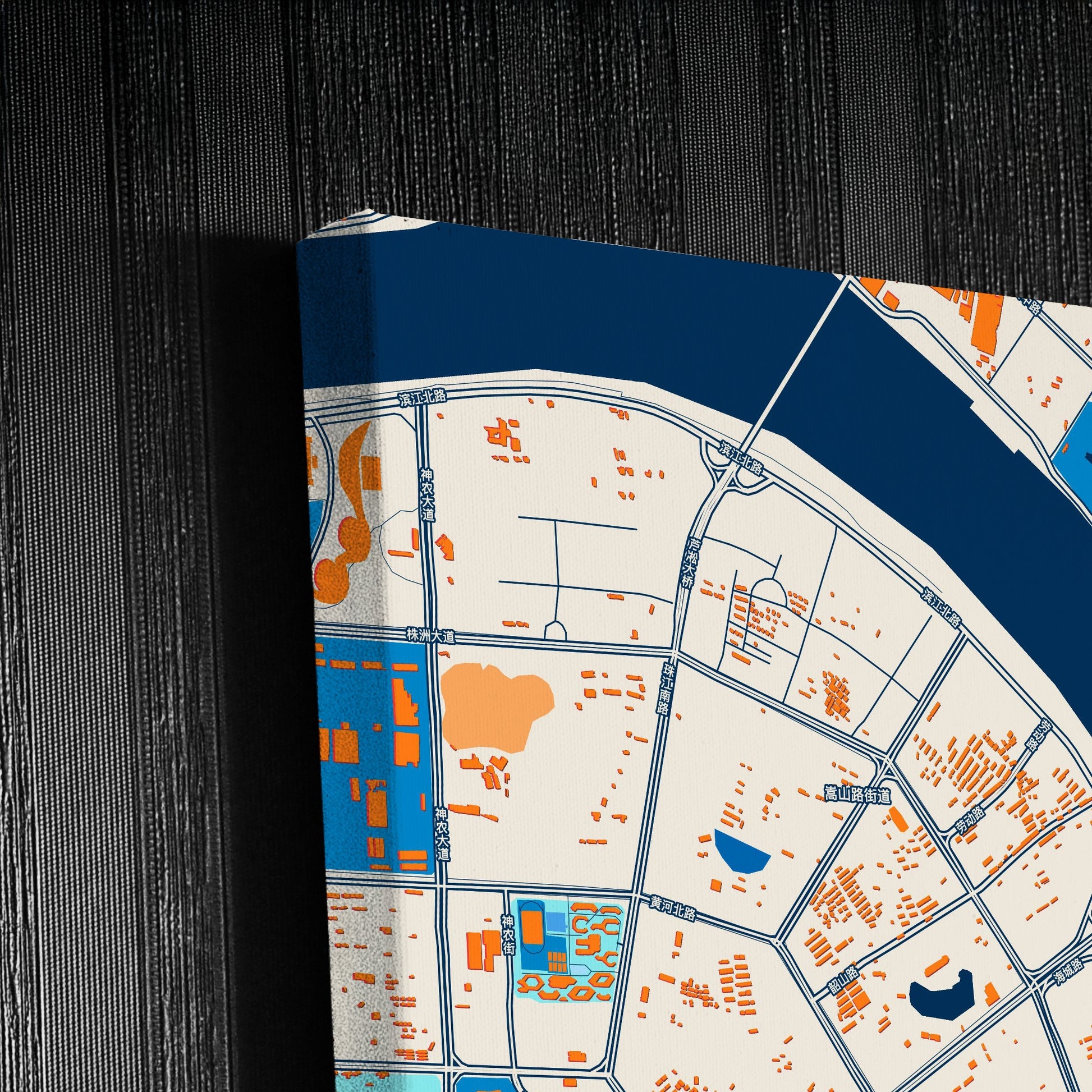 Zhuzhou China Colorful City Map Canvas Print Detail