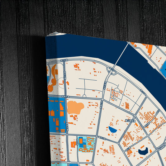 Zhuzhou China Colorful City Map Canvas Print Detail