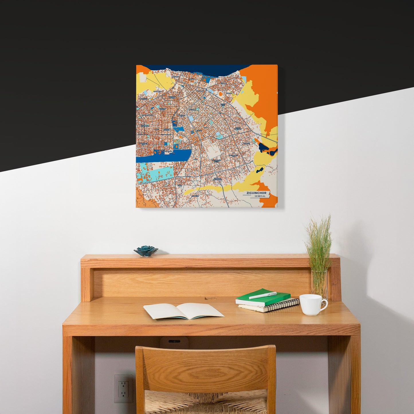 Ziguinchor Senegal Colorful City Map Canvas Print Scene