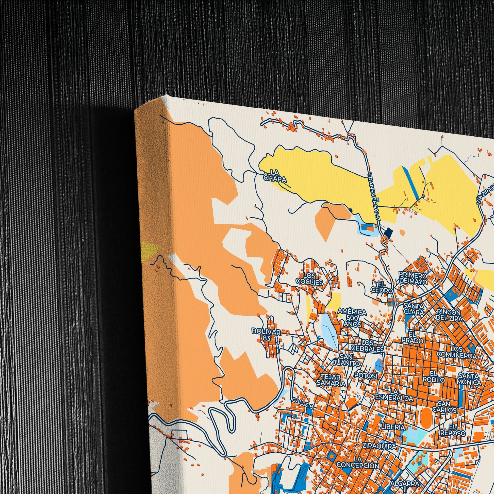 Zipaquira Colombia Colorful City Map Canvas Print Detail