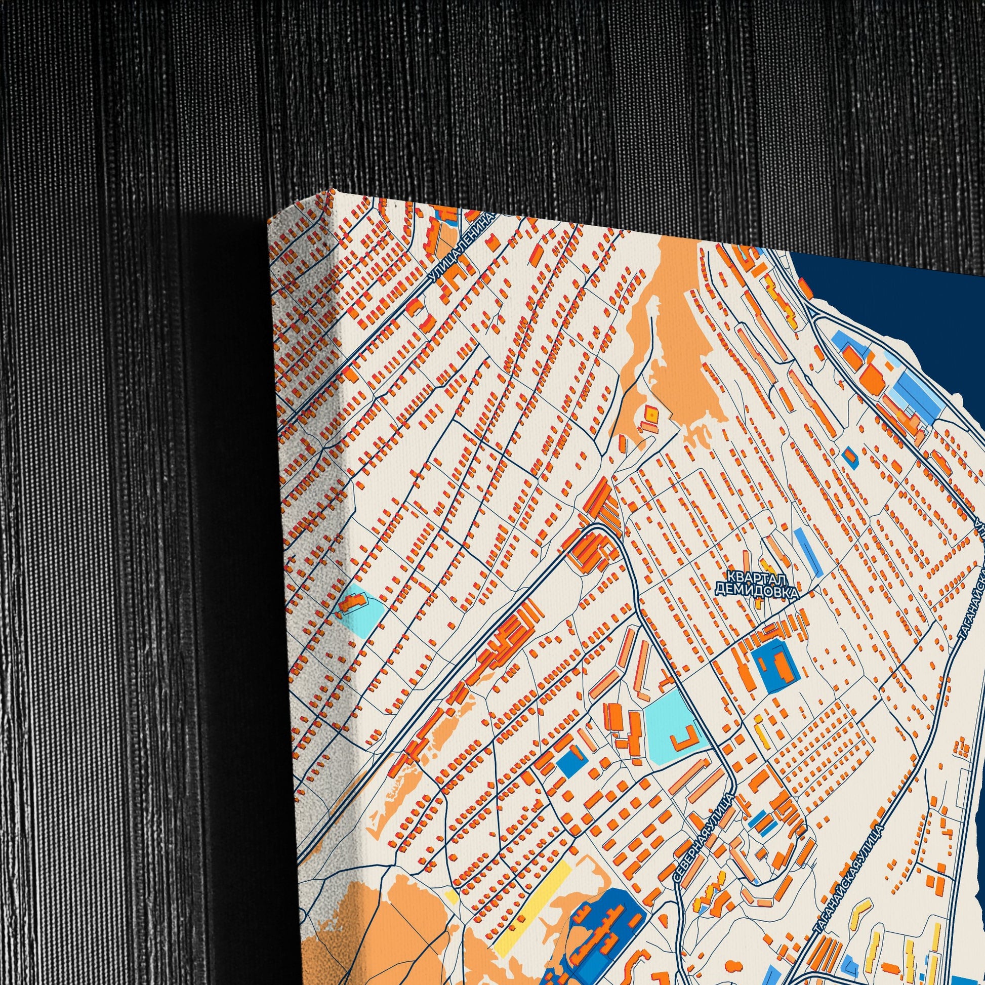 Златоустовский Russia Colorful City Map Canvas Print Detail
