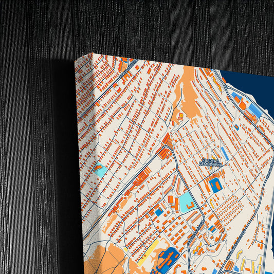 Златоустовский Russia Colorful City Map Canvas Print Detail