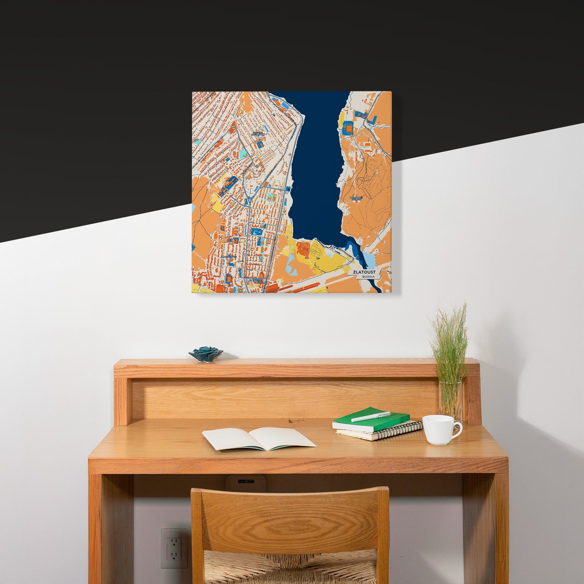 Златоустовский Russia Colorful City Map Canvas Print Scene