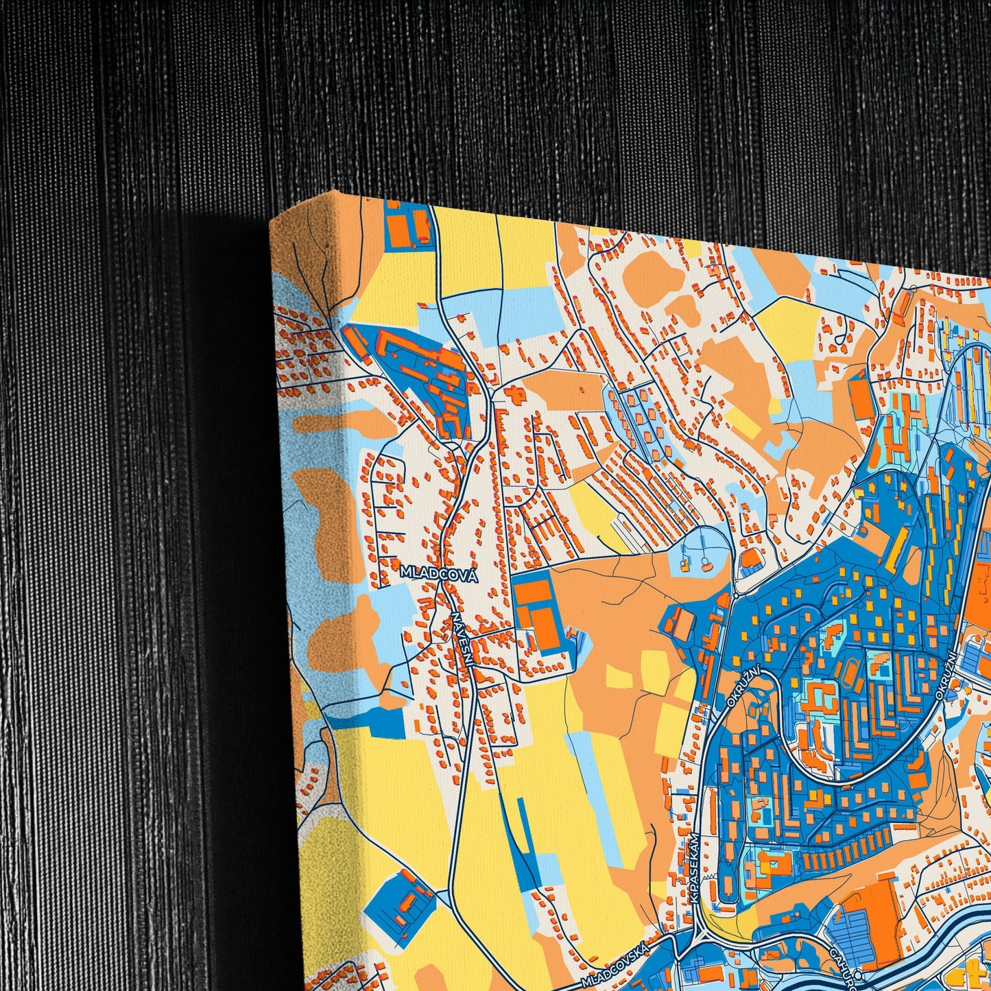 Zlín Czechia Colorful City Map Canvas Print Detail