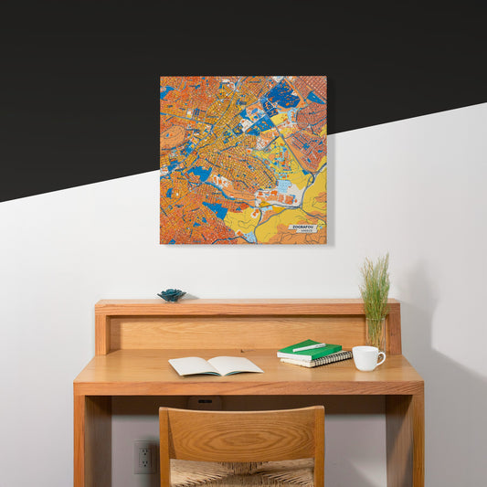 Ζωγραφου Greece Colorful City Map Canvas Print Scene