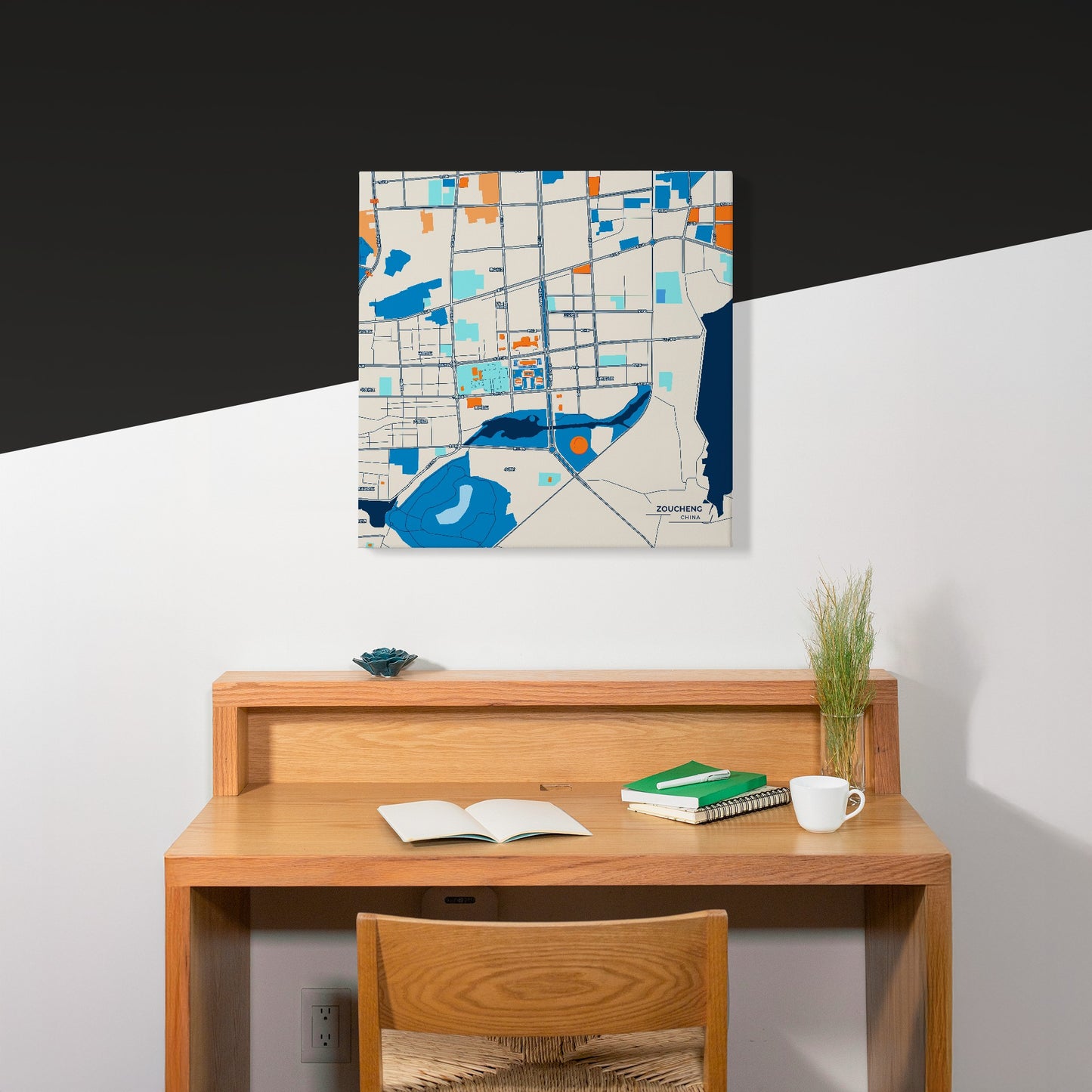 Zoucheng China Colorful City Map Canvas Print Scene