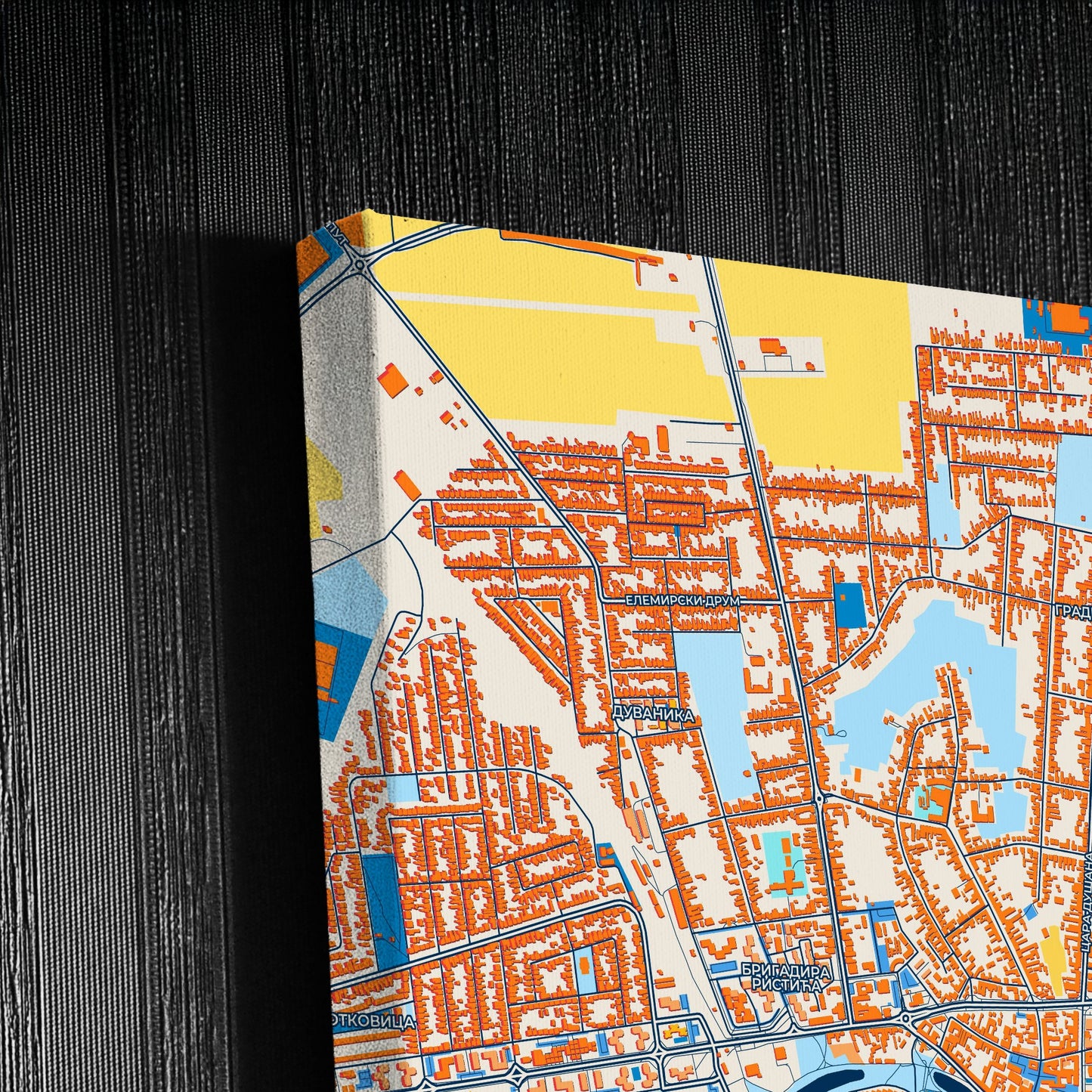 Зрењанин Serbia Colorful City Map Canvas Print Detail