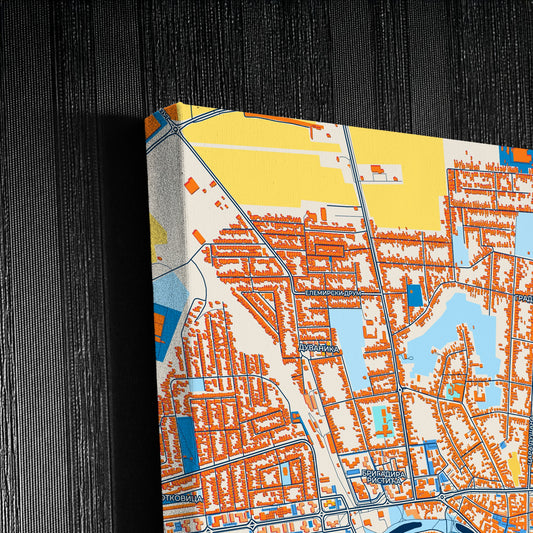 Зрењанин Serbia Colorful City Map Canvas Print Detail