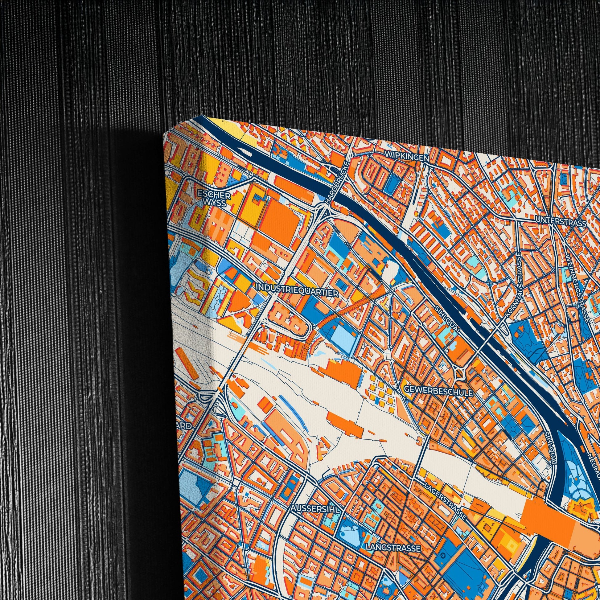 Zürich Switzerland Colorful City Map Canvas Print Detail