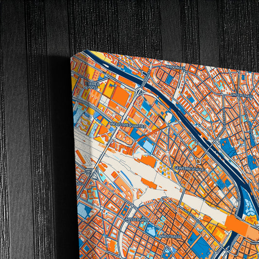 Zürich Switzerland Colorful City Map Canvas Print Detail