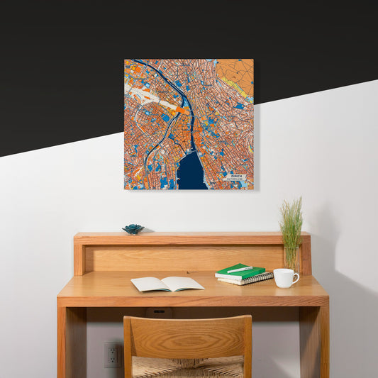 Zürich Switzerland Colorful City Map Canvas Print Scene