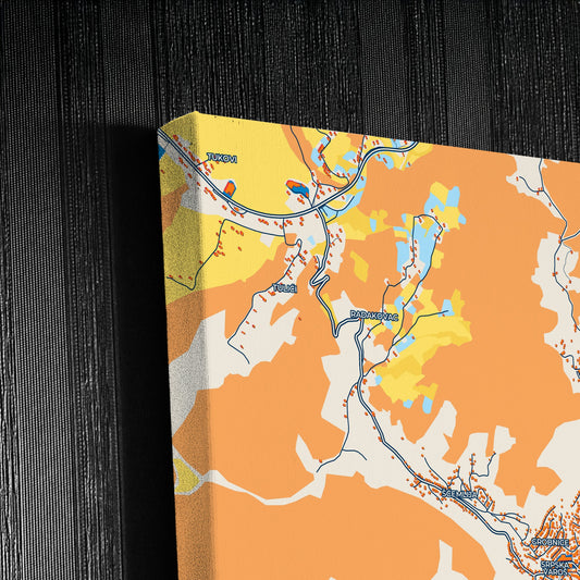 Zvornik Bosnia And Herzegovina Colorful City Map Canvas Print Detail