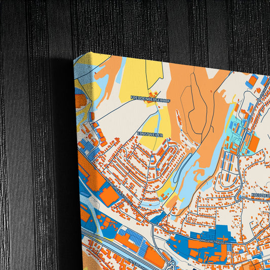 Zweibrücken Germany Colorful City Map Canvas Print Detail
