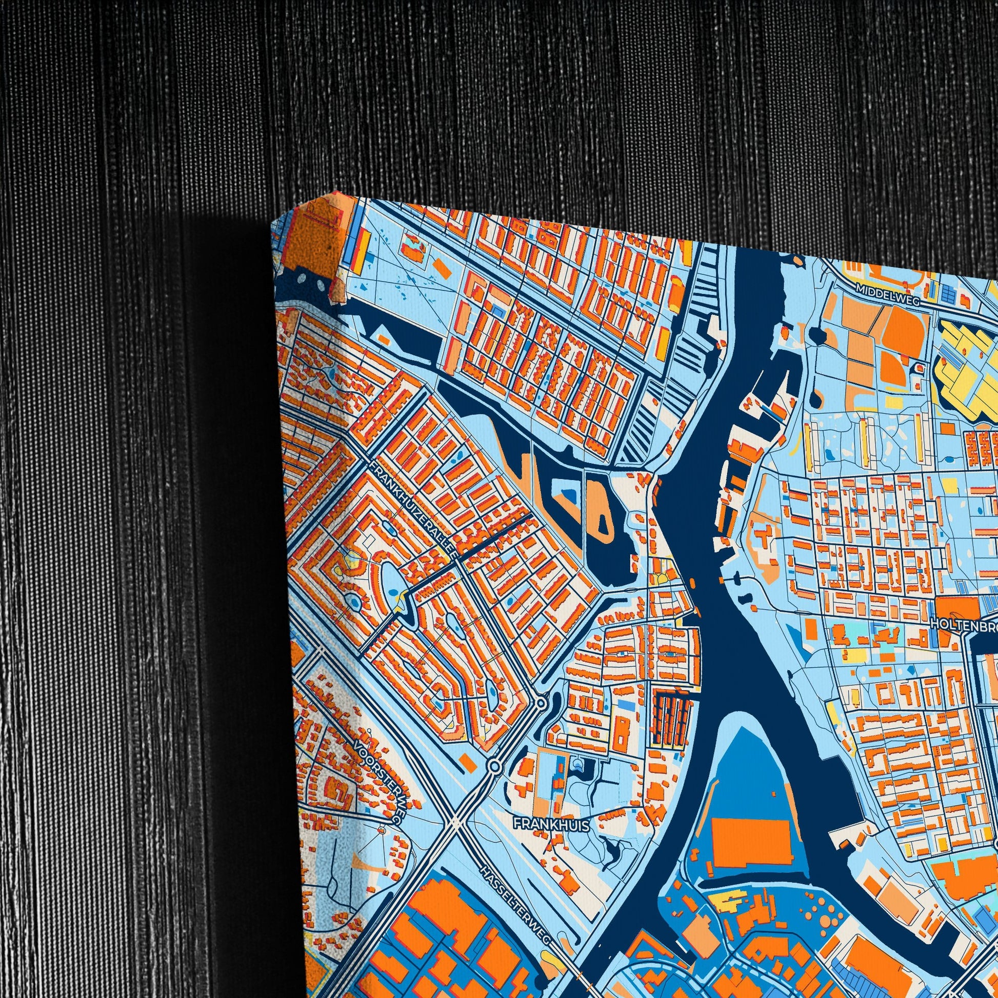 Zwolle Netherlands Colorful City Map Canvas Print Detail