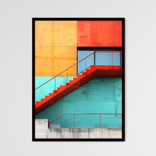 Art Photography Brutalist Building Abstract Expressionist Modern Architecture Painting Design Home Decor Vibrant Colorful Staircase Minimalism Framed Art