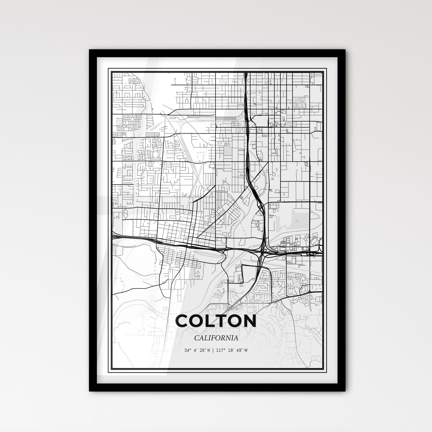 Colton California - Scandinavian Style City Map for Modern Home Decor