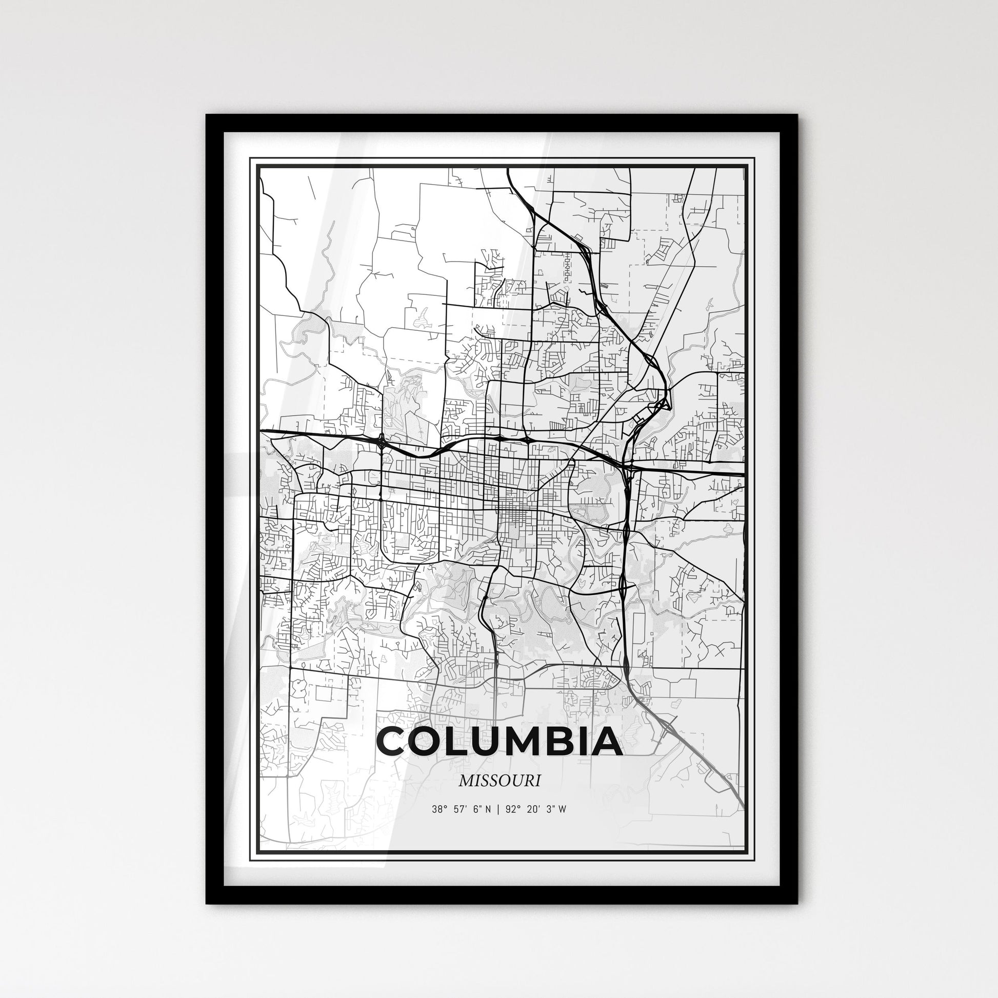 Columbia Missouri - Scandinavian Style City Map for Modern Home Decor