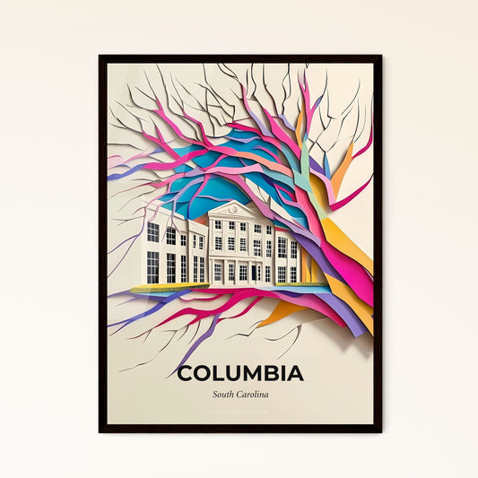 Vivid Columbia, South Carolina - a paper cut of a house with a tree