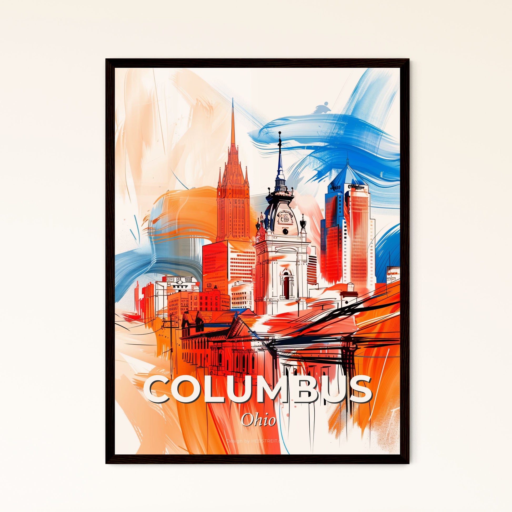 Vibrant Columbus, Ohio - A Painting Of A City