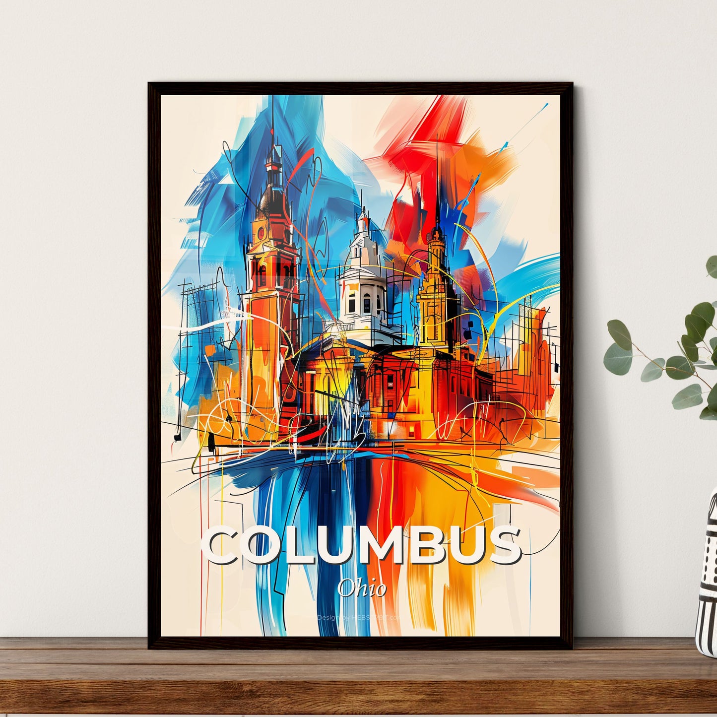 Vibrant Columbus, Ohio - A Painting Of A Building