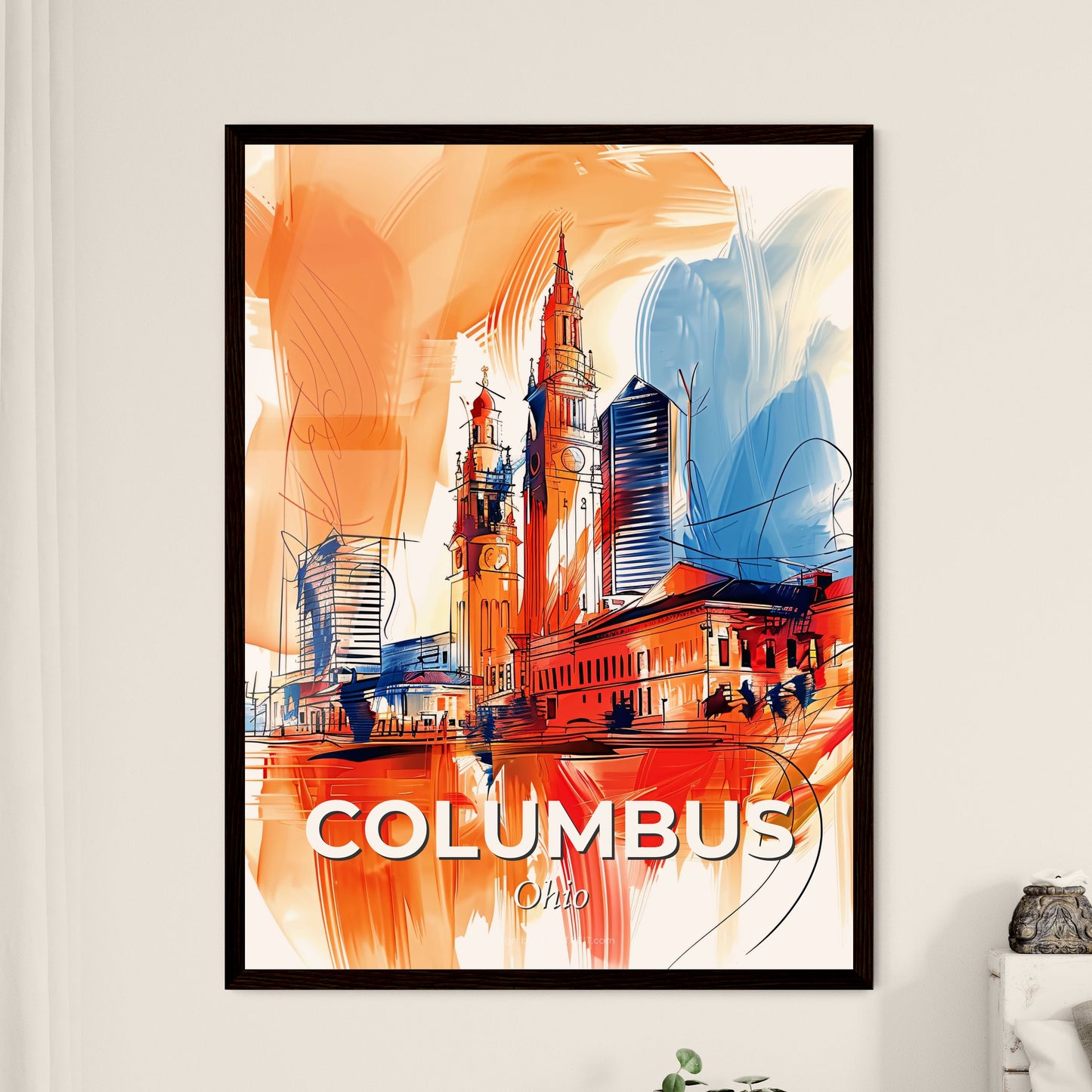 Vibrant Columbus, Ohio - A Painting Of A City