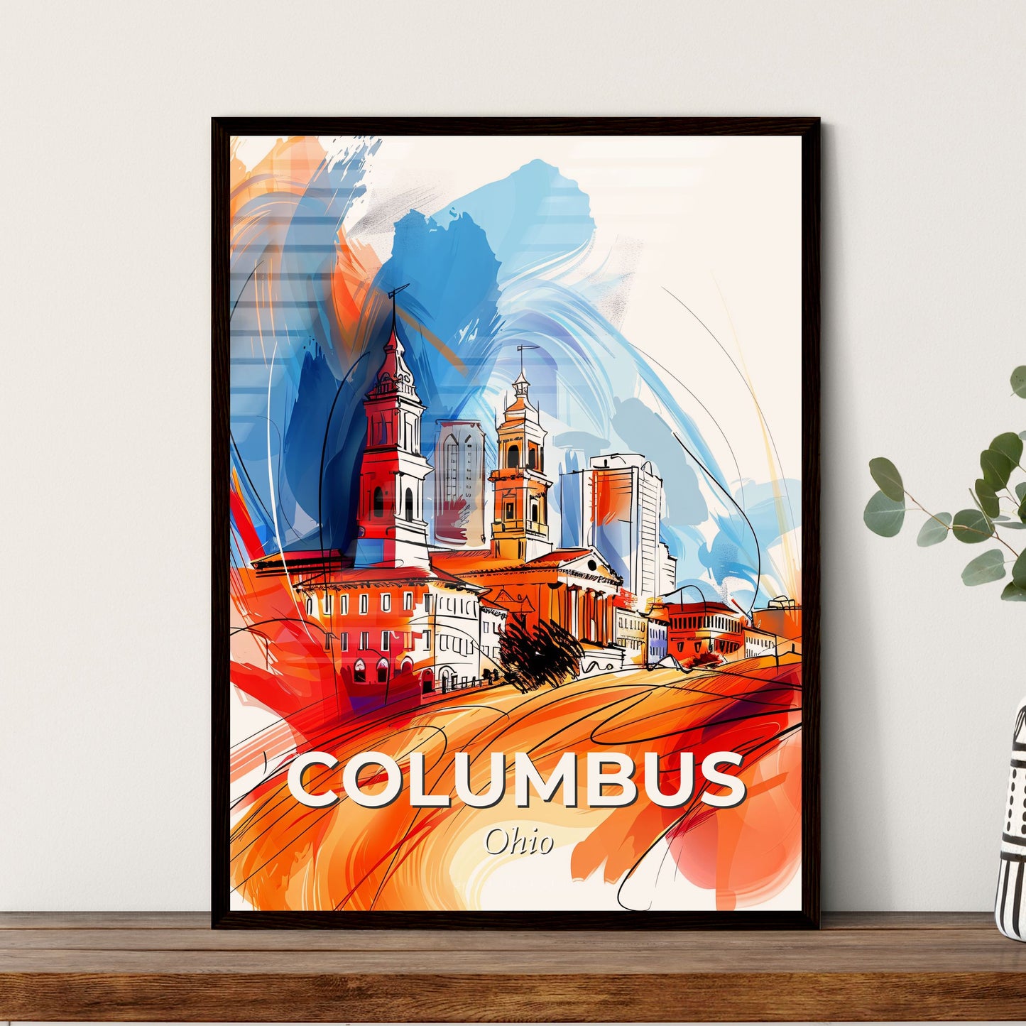 Vibrant Columbus, Ohio - A Colorful Painting Of A City