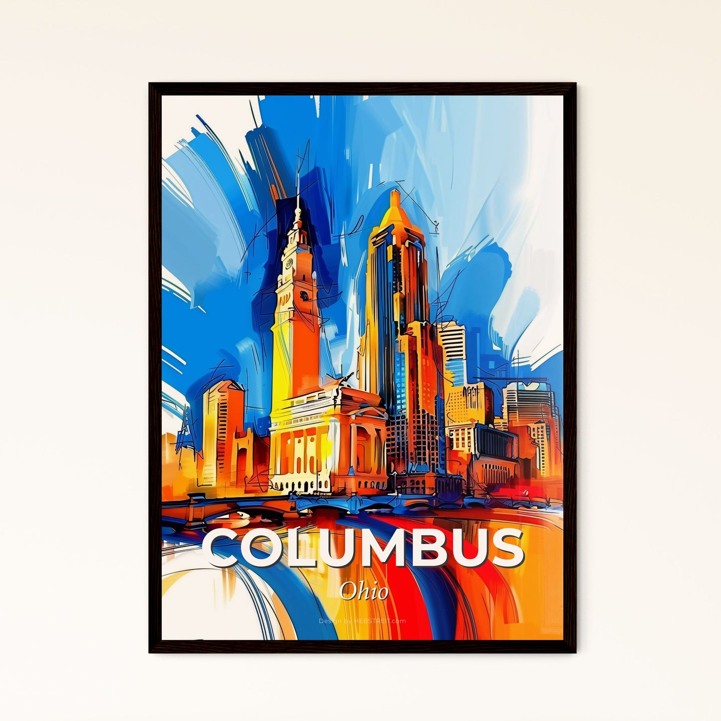 Vibrant Columbus, Ohio - A Painting Of A City