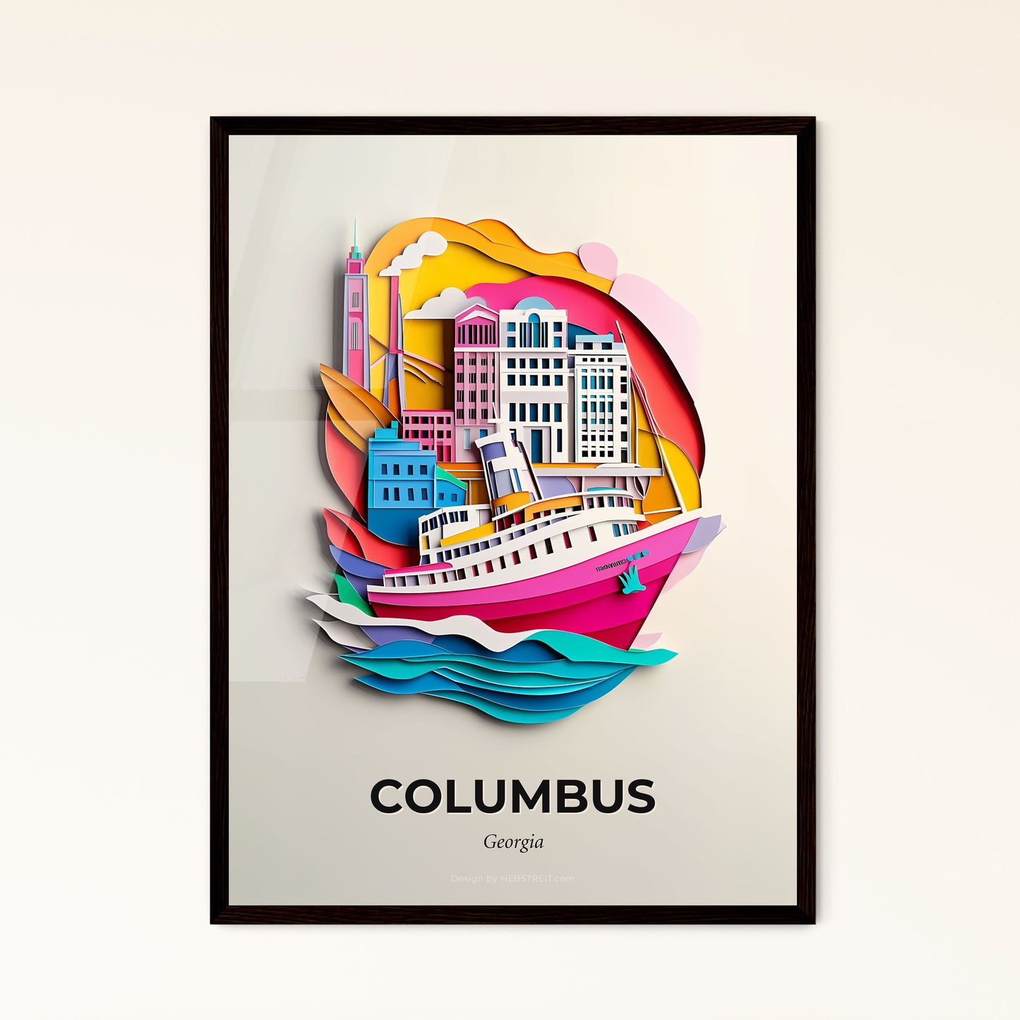 Vivid Columbus, Georgia - a paper cut of a boat in the water