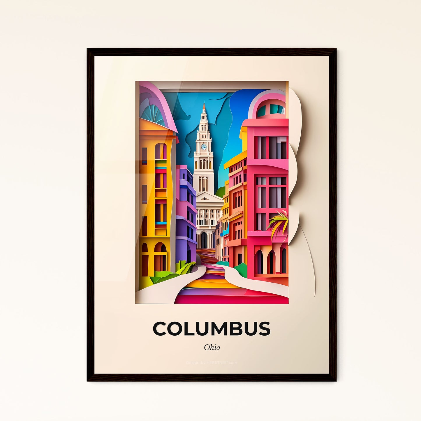 Vivid Columbus, Ohio - a city with a clock tower