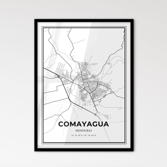 Comayagua Honduras - Scandinavian Style City Map for Modern Home Decor