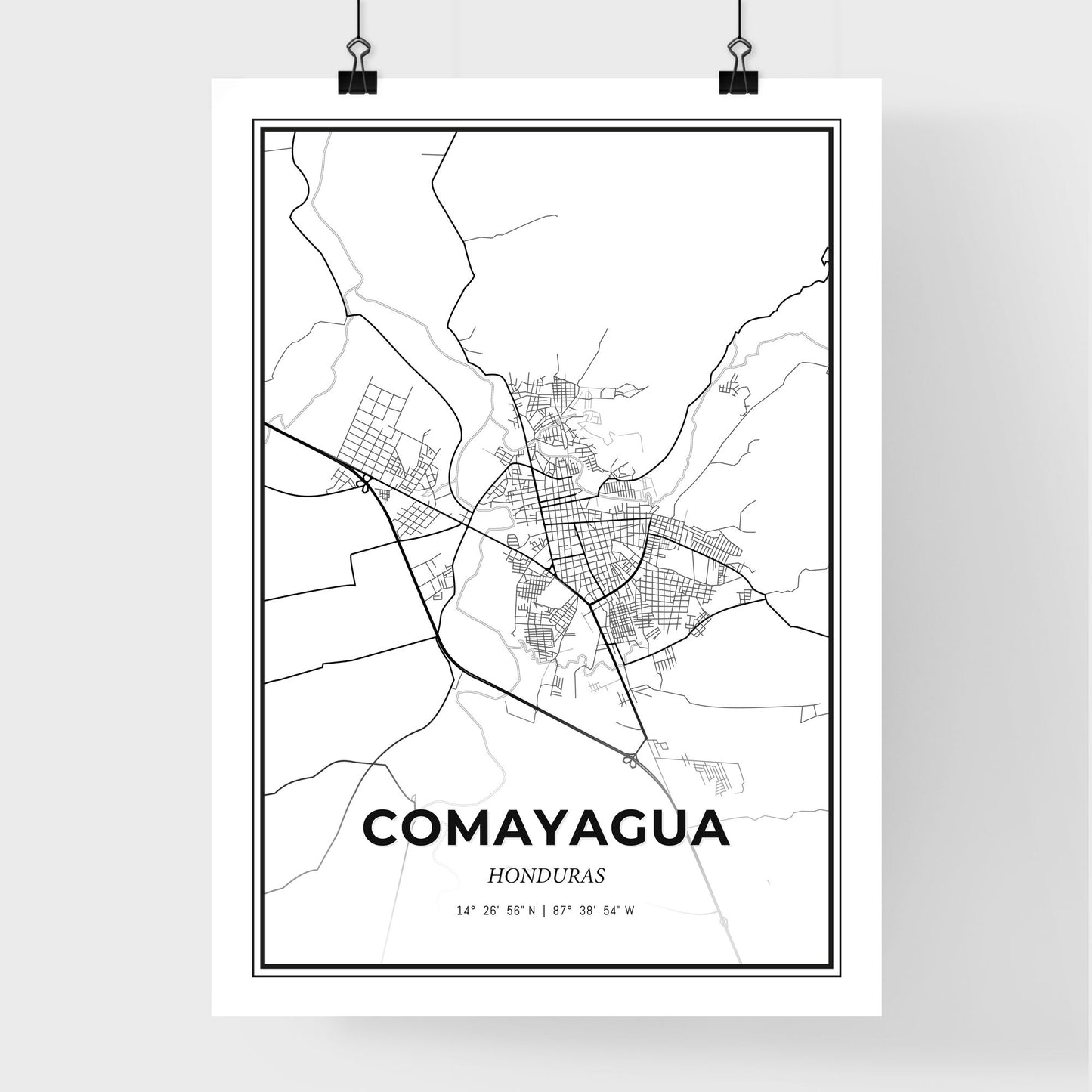 Comayagua Honduras - Premium City Map Poster