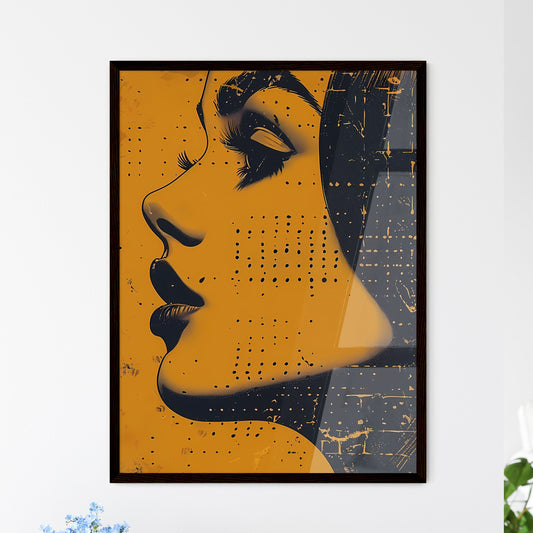 Comic Strip Style Artwork of a Retro 1970s woman with unique facial features, kissing a man, showcasing vibrant halftone texture and grainy yellow and black tones Default Title