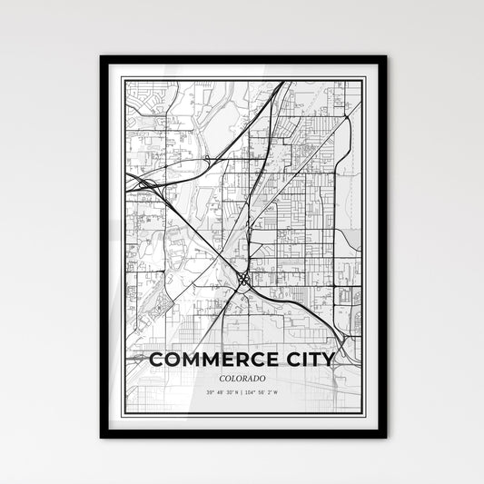 Commerce City Colorado - Scandinavian Style City Map for Modern Home Decor