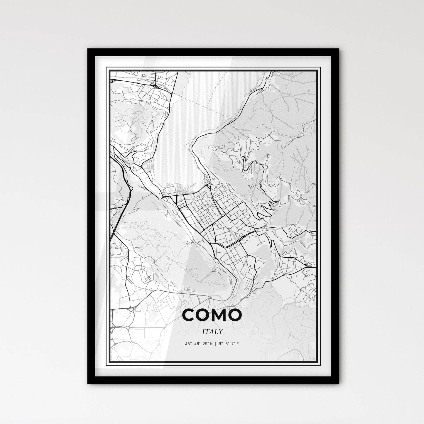 Como Italy - Scandinavian Style City Map for Modern Home Decor