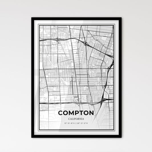 Compton California - Scandinavian Style City Map for Modern Home Decor