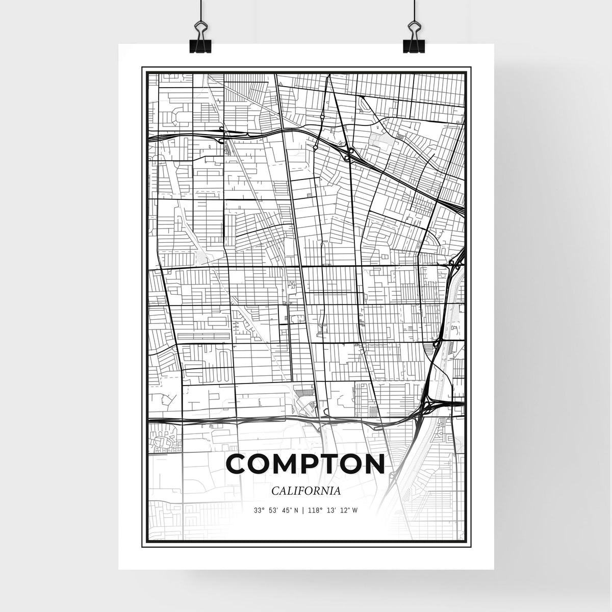 Compton Colorful Map Compton City Map
