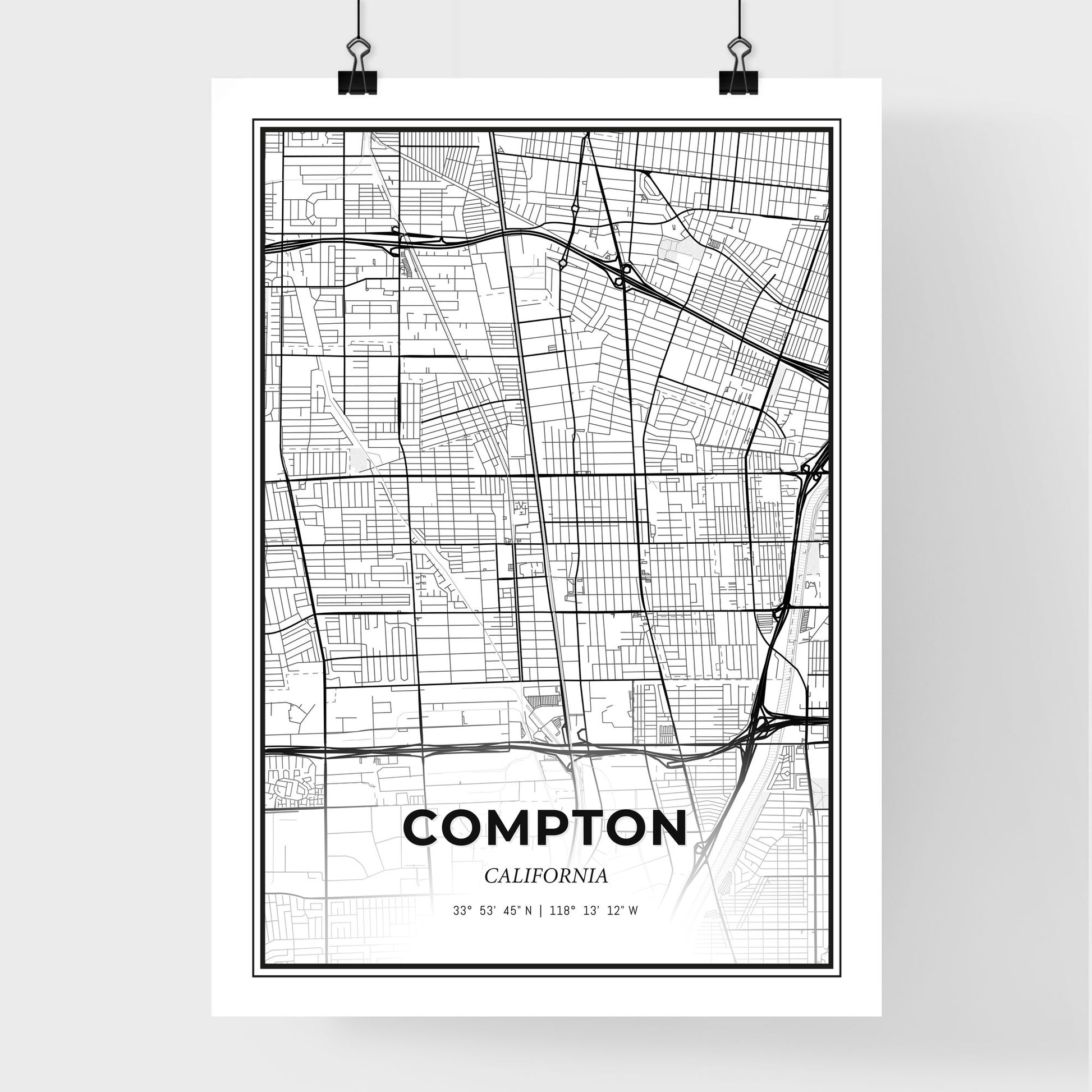 Compton California - Premium City Map Poster