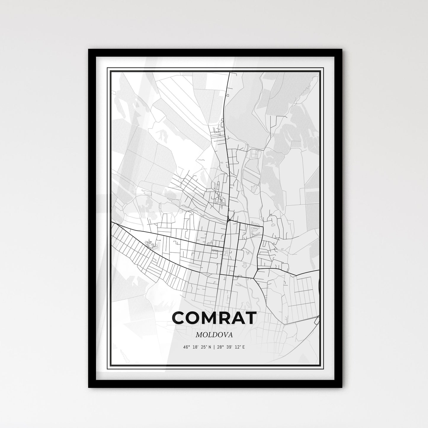 Comrat Moldova - Scandinavian Style City Map for Modern Home Decor