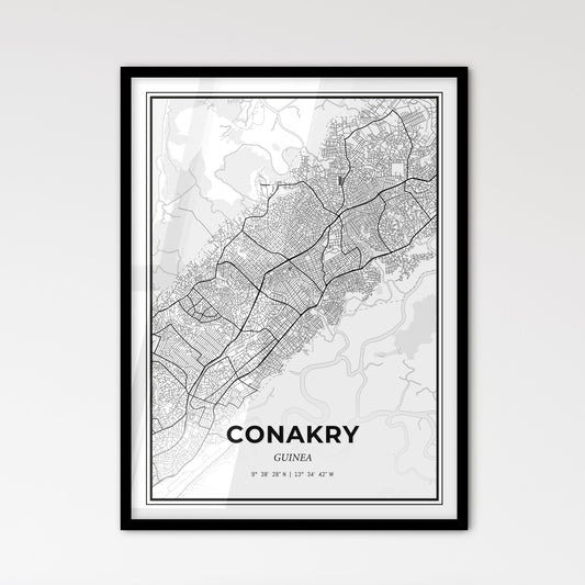 Conakry Guinea - Scandinavian Style City Map for Modern Home Decor