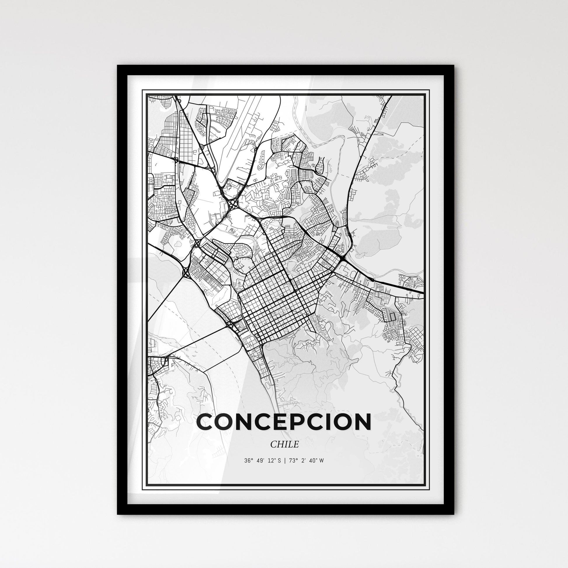 Concepcion Chile - Scandinavian Style City Map for Modern Home Decor