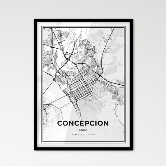 Concepcion Chile - Scandinavian Style City Map for Modern Home Decor