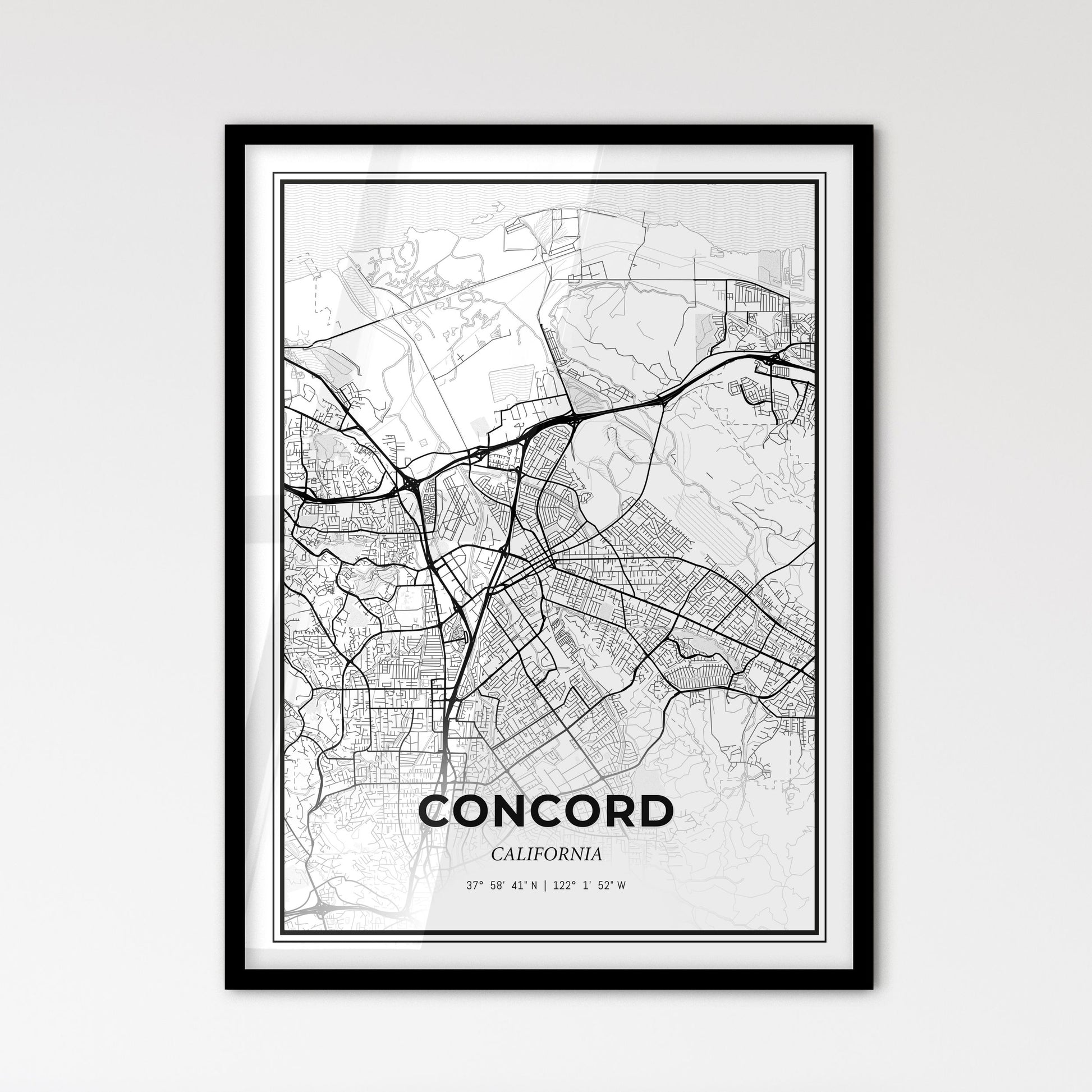 Concord California - Scandinavian Style City Map for Modern Home Decor