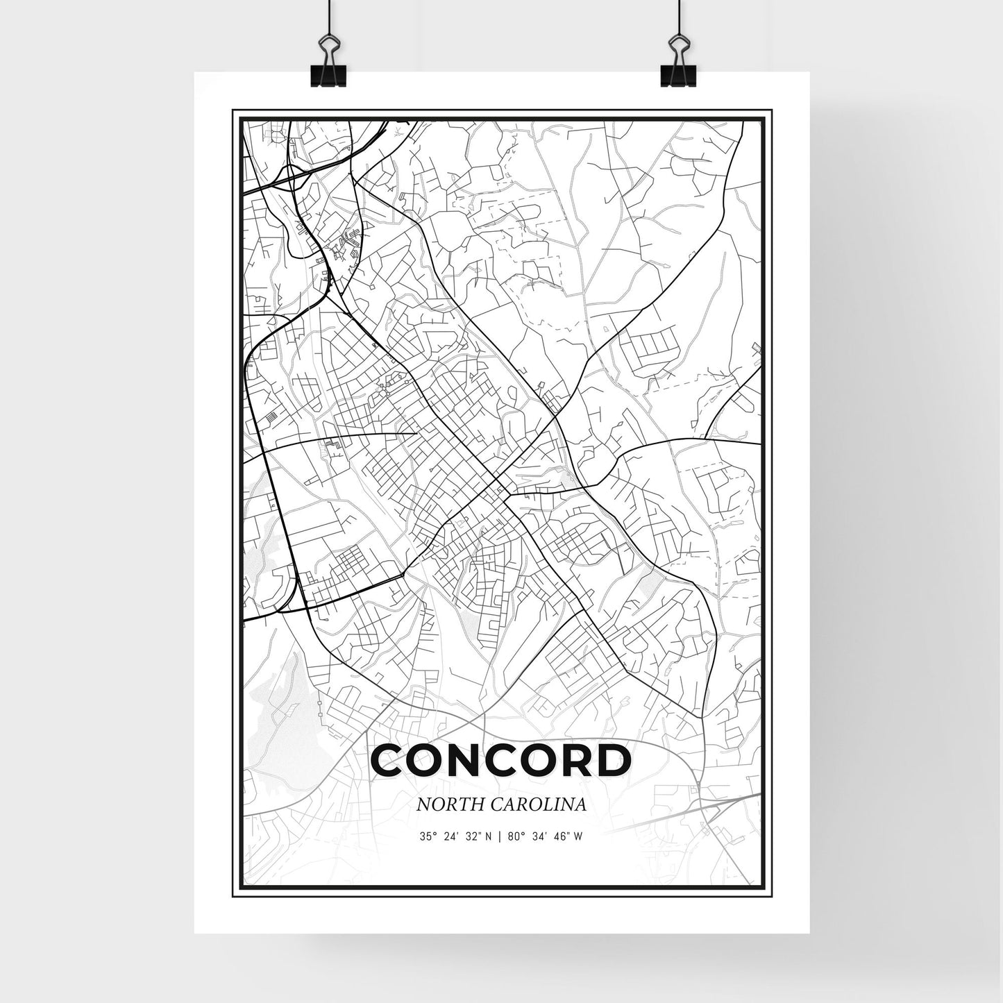 Concord North Carolina - Premium City Map Poster