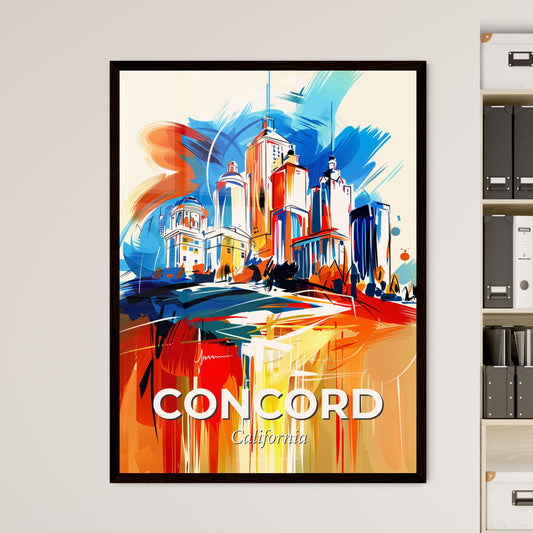 Vibrant Concord, California - A Colorful Cityscape With Buildings And A Sun