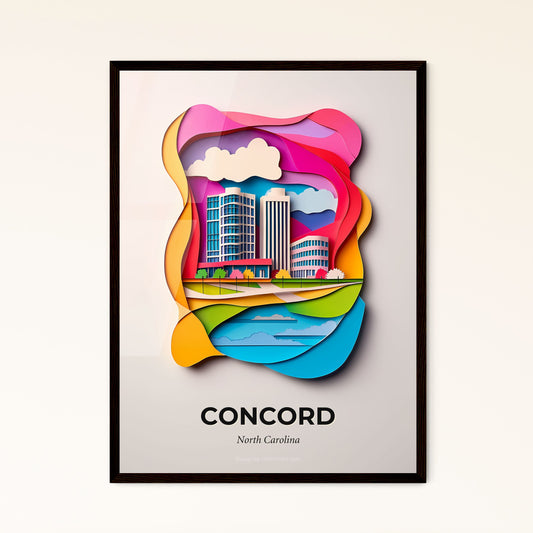Vivid Concord, North Carolina, Papercut Print